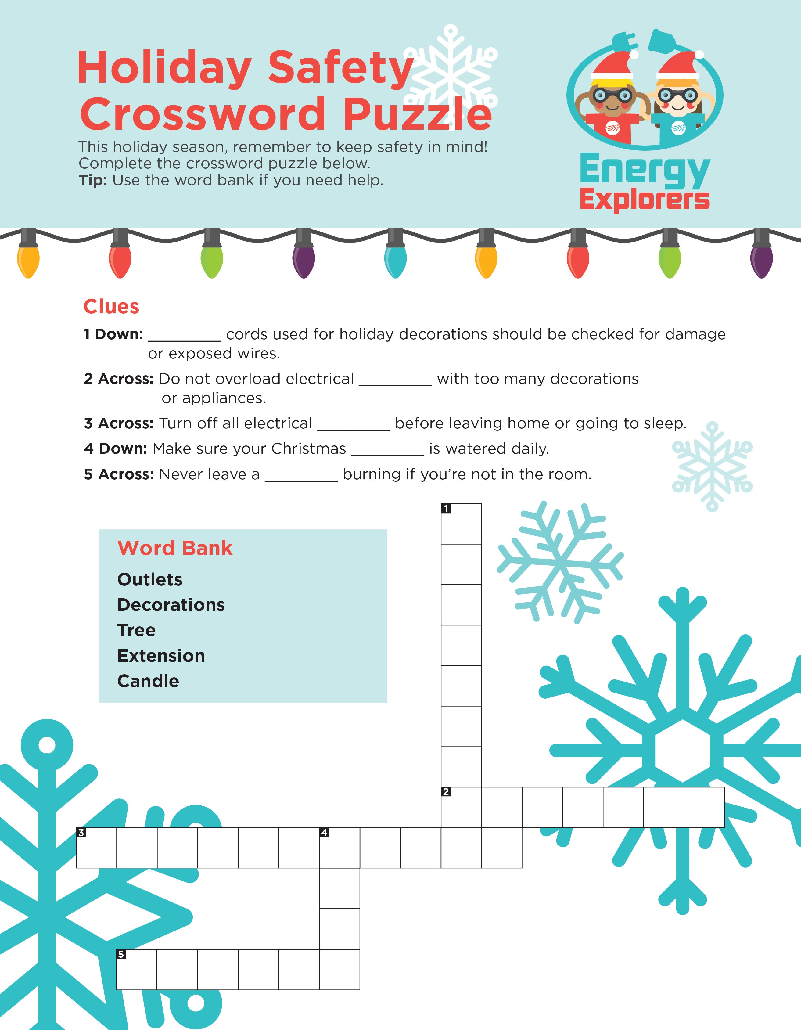 Holiday Safety Crossword